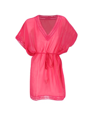 Sarlini Dames tuniek strandjurk polyester chiffon effen fuchsia fel