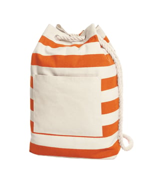 Halfar Contrast gestreepte strandtas met koord (Oranje)