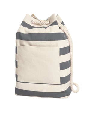 Halfar Contrast gestreepte strandtas met koord (Antraciet)