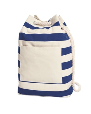 Halfar Contrast gestreepte strandtas met koord (Marine)