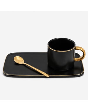 Casa di Elturo Kop & schotel & lepel glam porselein / goud- 200ml
