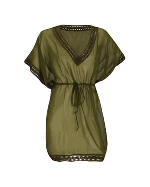Sarlini Dames tuniek strandjurk polyester chiffon effen kaki