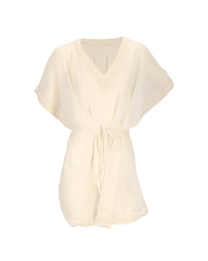 Sarlini Dames tuniek strandjurk polyester chiffon effen off-white