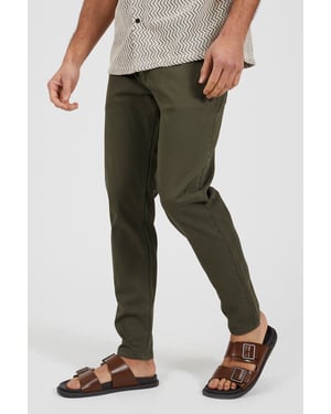 Khaki Cotton Twill Chino Trousers