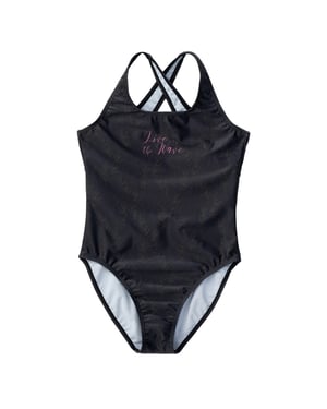 Aquawave Meisjes Salava Leaf Print One Piece Zwempak (Zwart)