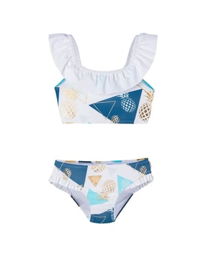 Aquawave Meisjes Charlotte Ananas Tweedelig Zwempak (Wit/blauw)