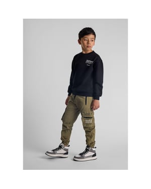 Minoti Jongens Bedrukte Cargo Broek met Ritszak (Khaki)