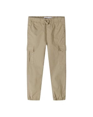 Minoti Jongens Woven Patch Elastische Taille Cargo Broek (Beige)