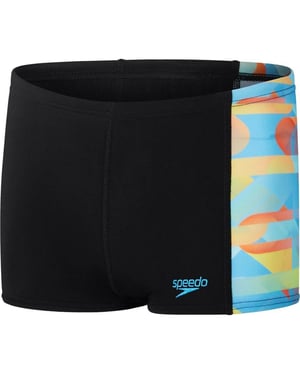 Speedo Jongens Allover Digital Zwemshort (ZWART/BLAUW)