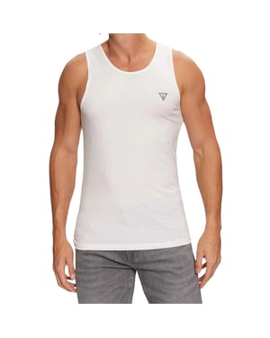 Guess Heren Logo Racerback Tanktop (Optisch Wit)