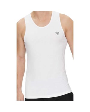 Guess Heren Tank Top met brede banden (Wit)