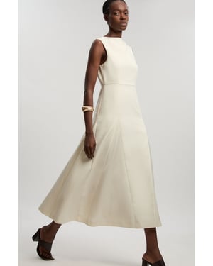 Tailored Satin Godet Full Skirted Midi Dress
