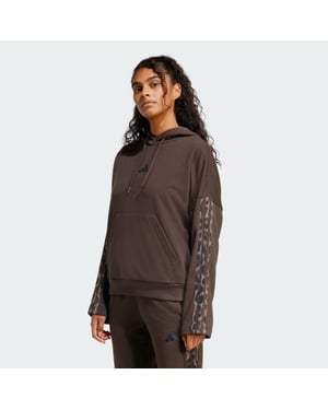 Seasonal Essentials Leopard Print French Terry Hoodie with 3-Stripes