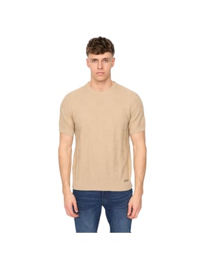 Duck and Cover Heren Littleton gebreid T-shirt (Lichte steen)