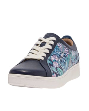 Fit Flop Dames Jim Thompson Leren Sneakers (Blauw)