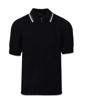 ARMANI EXCHANGE KNITTED POLO SHIRT BLACK