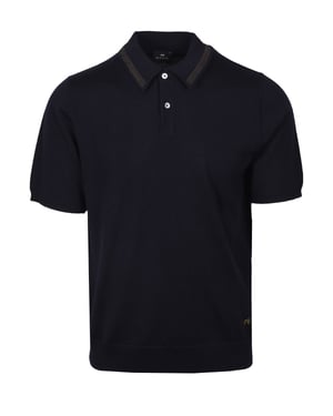 PAUL SMITH MERINO SWEATER SS POLO NAVY