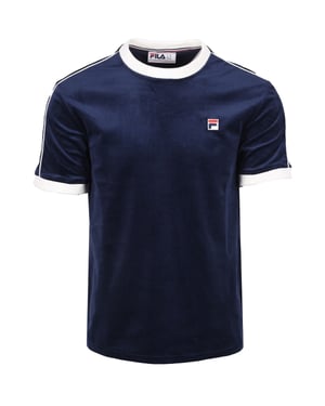 FILA BASILIO TIPPED VELOUR T-SHIRT FILA NAVY/GARDENIA