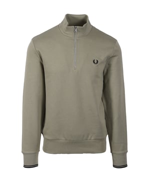 FRED PERRY HALF ZIP SWEATSHIRT SEAGRASS/BLACK