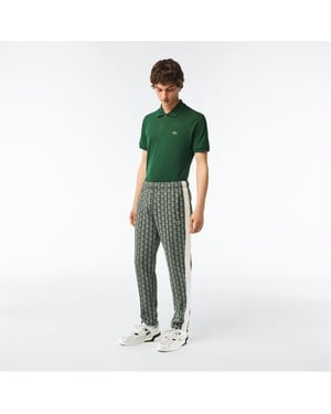 Men's Lacoste Geometric Patterned Regular Fit Straight Pants in Green/Wood