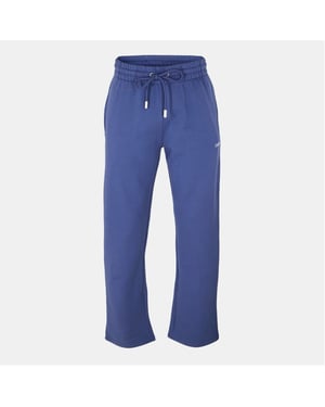 Men's Off White Arrow Solid Patterned Straight Sweatpants in Dark Blue-White