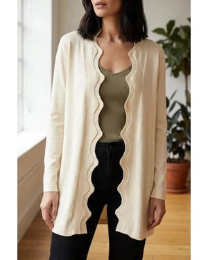 Scallop Edge Longline Cardigan