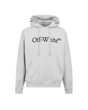 Men's Off White Lacoste Lettering Hooded Neck Long Sleeve Sweatshirt in Stone/Black