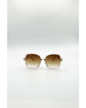 Round Square Side Detail Sunglasses In Champagne