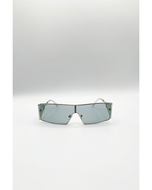Retangle Flattop Metal Sunglasses In Black