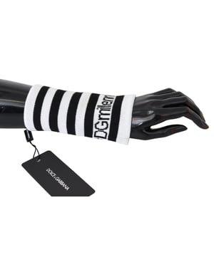 Dolce & Gabbana Black White Wool Dgmillennials Polsband herenfolie