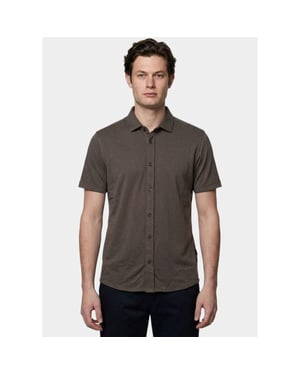 Bos Bright Blue Overhemd korte mouw heren 3507/taupe