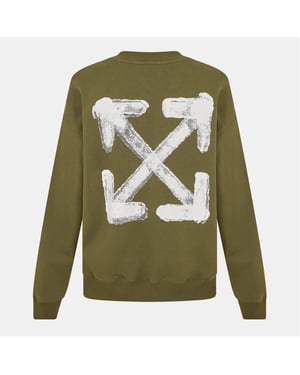 Men's Off White Crew Neck Long Sleeve Regular Fit Sweatshirt in White Moss