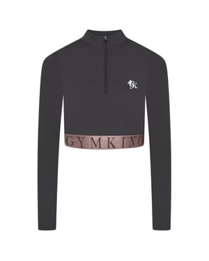 Women's Gym King Impact Zip Crop Top in Slate/Peach