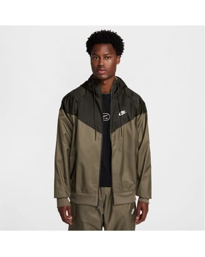 Men's Nike Windrunner Hooded Jacket in Olive/Black