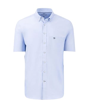 FYNCH-HATTON SHORT SLEEVED OXFORD SHIRT LIGHT BLUE