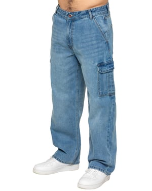 Enzo Milano | Mens Wide-Leg Cargo Jeans