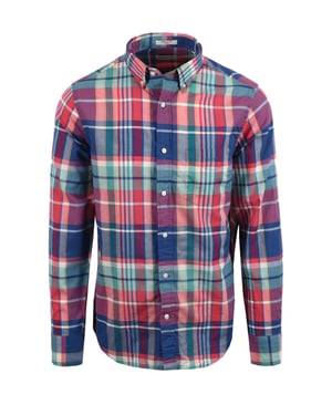 GANT MADRAS CHECK LONG SLEEVED SHIRT ROSE/RED