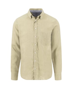 FYNCH-HATTON LONG SLEEVED LINEN SHIRT PISTACHIO