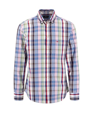 FYNCH-HATTON LONG SLEEVED SHIRT CRANBERRY RED CHECK