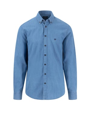 FYNCH-HATTON LONG SLEEVED DENIM SHIRT CRYSTAL BLUE