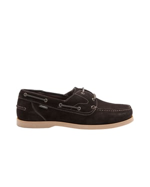 LOAKE PADSTOW BOAT SHOE DARK BROWN SUEDE