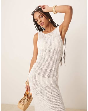 Abercrombie & Fitch crochet twist strap open back maxi dress in white