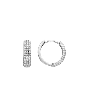 Luxenter Oorbellen van 925 sterling zilver met glanzende zirkonia, afgewerkt met rhodium - Taki