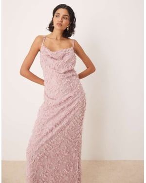 Vila cowl neck textured cami maxi dress in rose pink