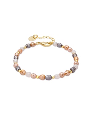 Luxenter Armband van bruin glas met 18-karaats geelgouden afwerking - Likdu