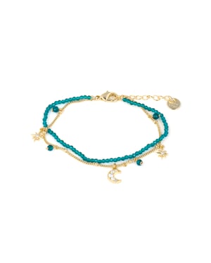 Luxenter Armband van groen glas met 18-karaats geelgouden afwerking - Ayora