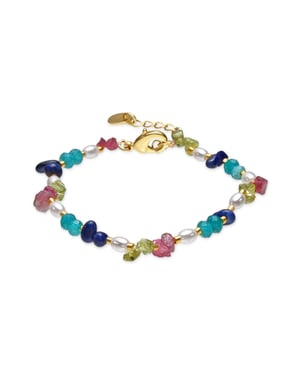 Luxenter Armband met 18-karaats geelgouden afwerking en veelkleurige natuursteen - Onisu