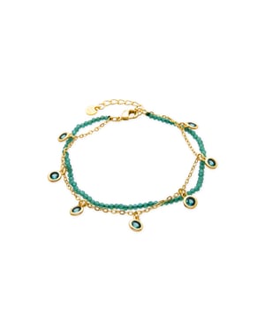 Luxenter Armband met smaragdgroene zirkonia, 18-karaats geelgoud afwerking - Zaru