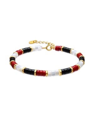 Luxenter Armband van 925 sterling zilver en koraal met 18-karaats geelgouden afwerking - Siraba