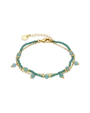 Luxenter Armband van groen glas met 18-karaats geelgouden afwerking - Aira